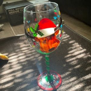 Glass Christmas wine glass
